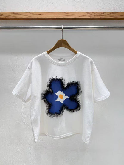 Korean Direct Ship Fairy Floral Ruffle Tee