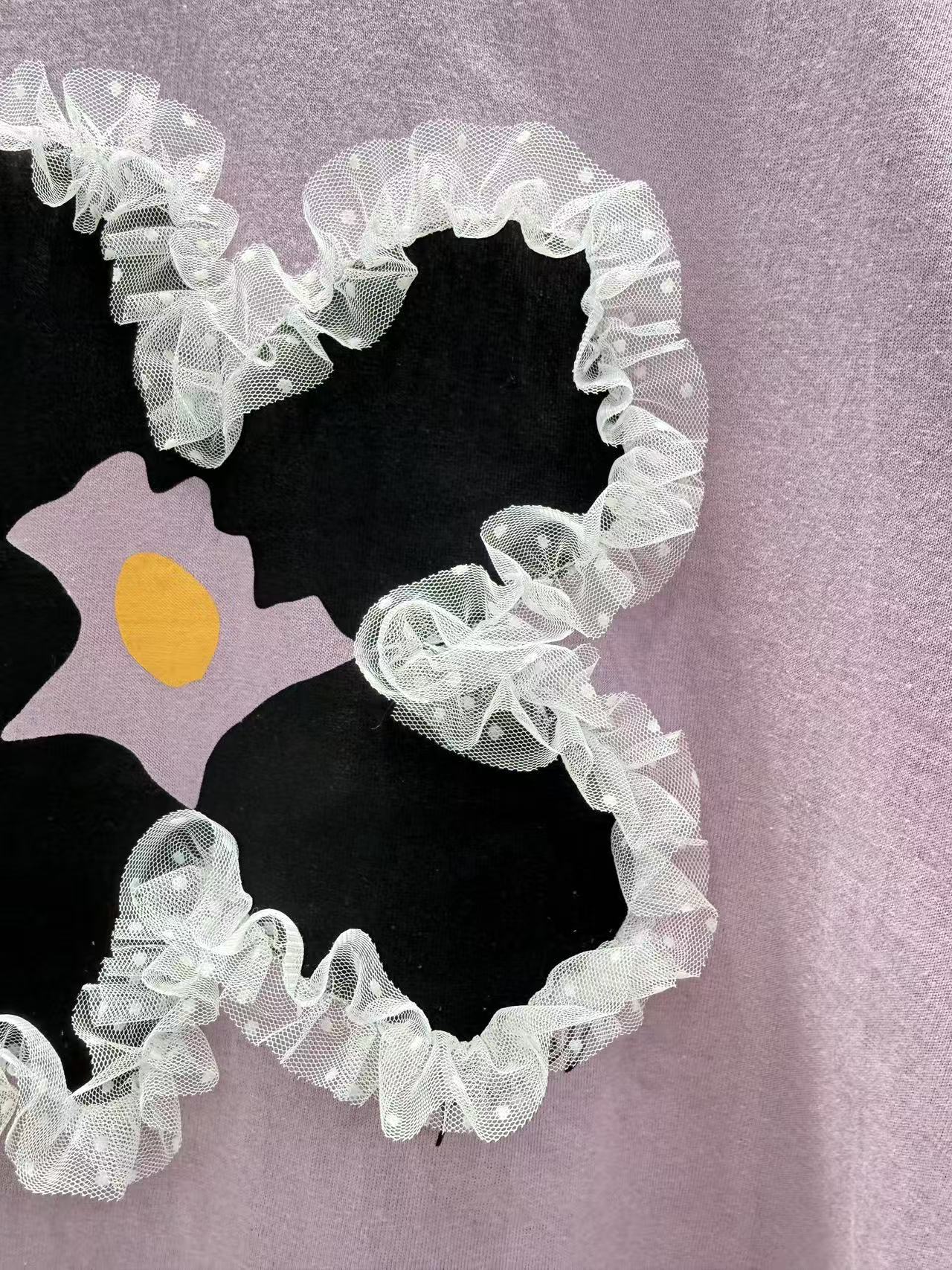 Korean Direct Ship Fairy Floral Ruffle Tee