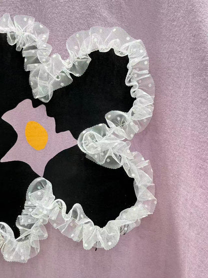Korean Direct Ship Fairy Floral Ruffle Tee