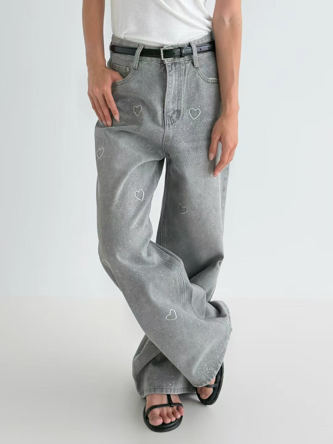韓國直送Glitter Heart Jeans