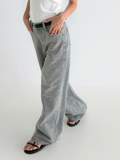 韓國直送Glitter Heart Jeans