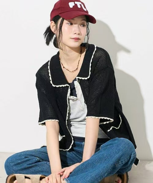 Mesh Color Block Cardigan