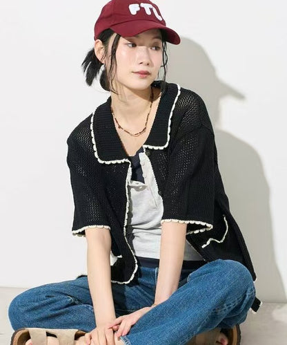Mesh Color Block Cardigan