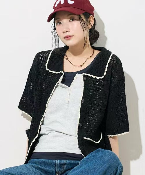 Mesh Color Block Cardigan