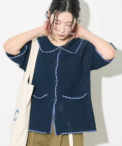 Mesh Color Block Cardigan
