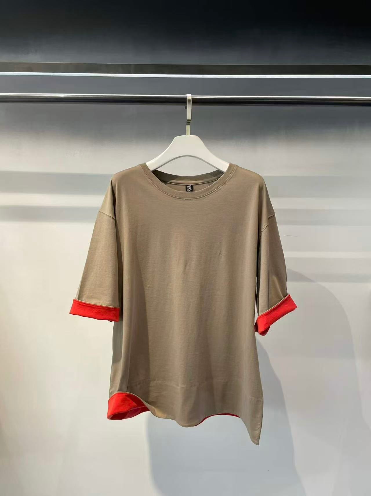 韓國直送Accent Sleeve Loose Fit Tee