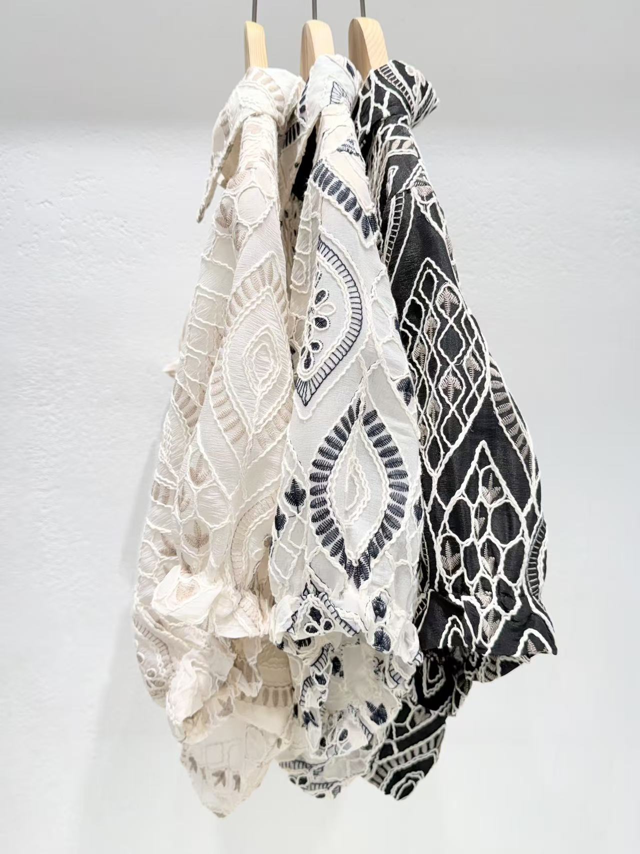韓國直送Boho Lattice Embroidery Shirt
