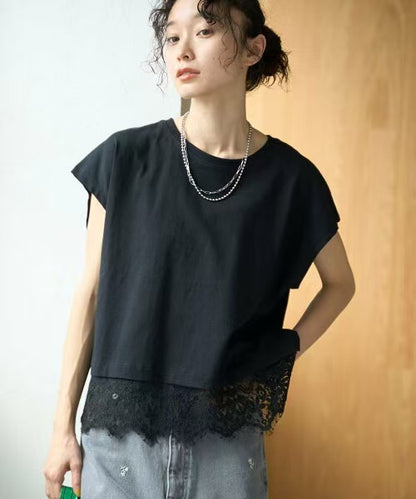 Direct from Japan Lacy Lace Hem Tee