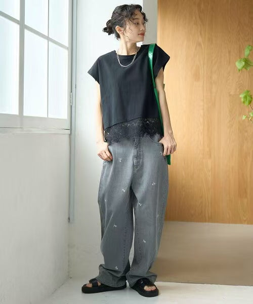 Direct from Japan Lacy Lace Hem Tee