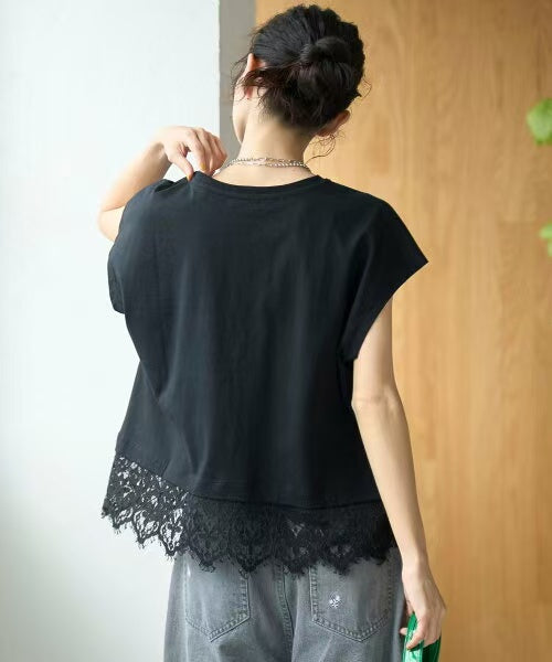 Direct from Japan Lacy Lace Hem Tee