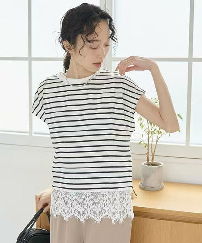 Direct from Japan Lacy Lace Hem Tee