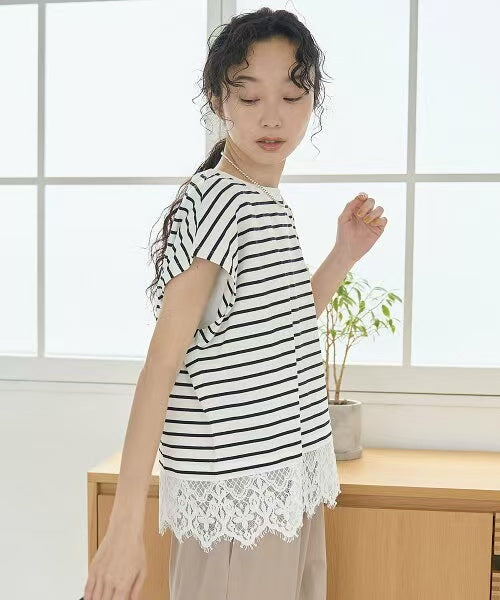 Direct from Japan Lacy Lace Hem Tee