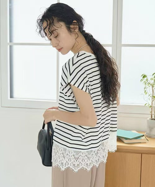 Direct from Japan Lacy Lace Hem Tee