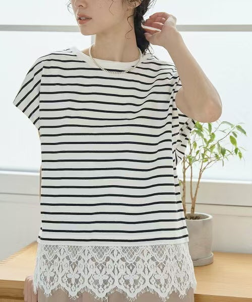 Direct from Japan Lacy Lace Hem Tee