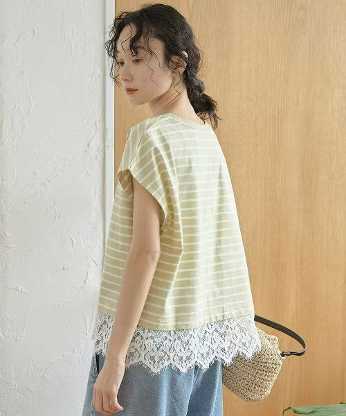 Direct from Japan Lacy Lace Hem Tee