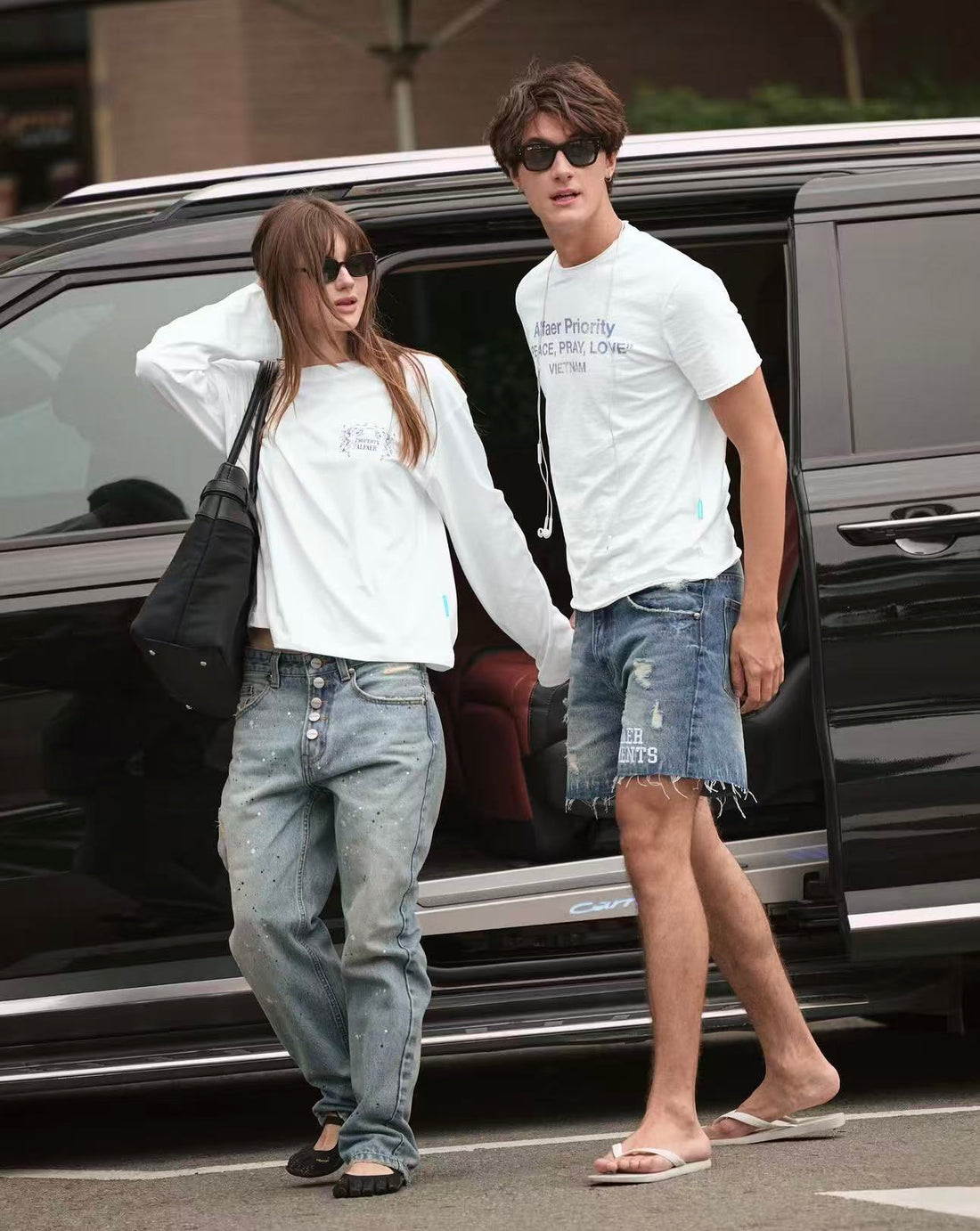 Alfaer  Basic Denim Shorts - Distressed Blue