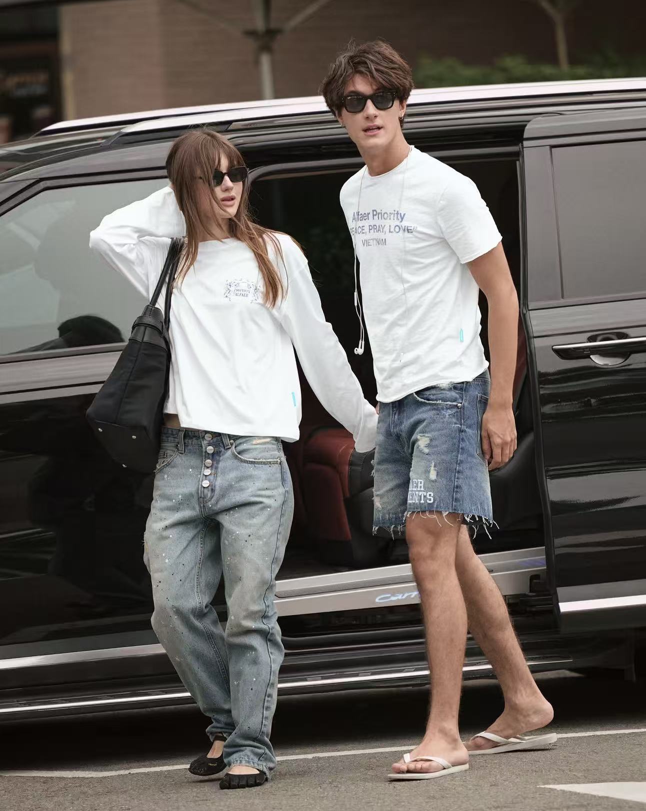 Alfaer  Basic Denim Shorts - Distressed Blue