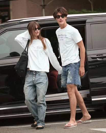 Alfaer  Basic Denim Shorts - Distressed Blue