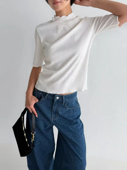 韓國直送Sweet Ribbon Knit Top / Denim Pants