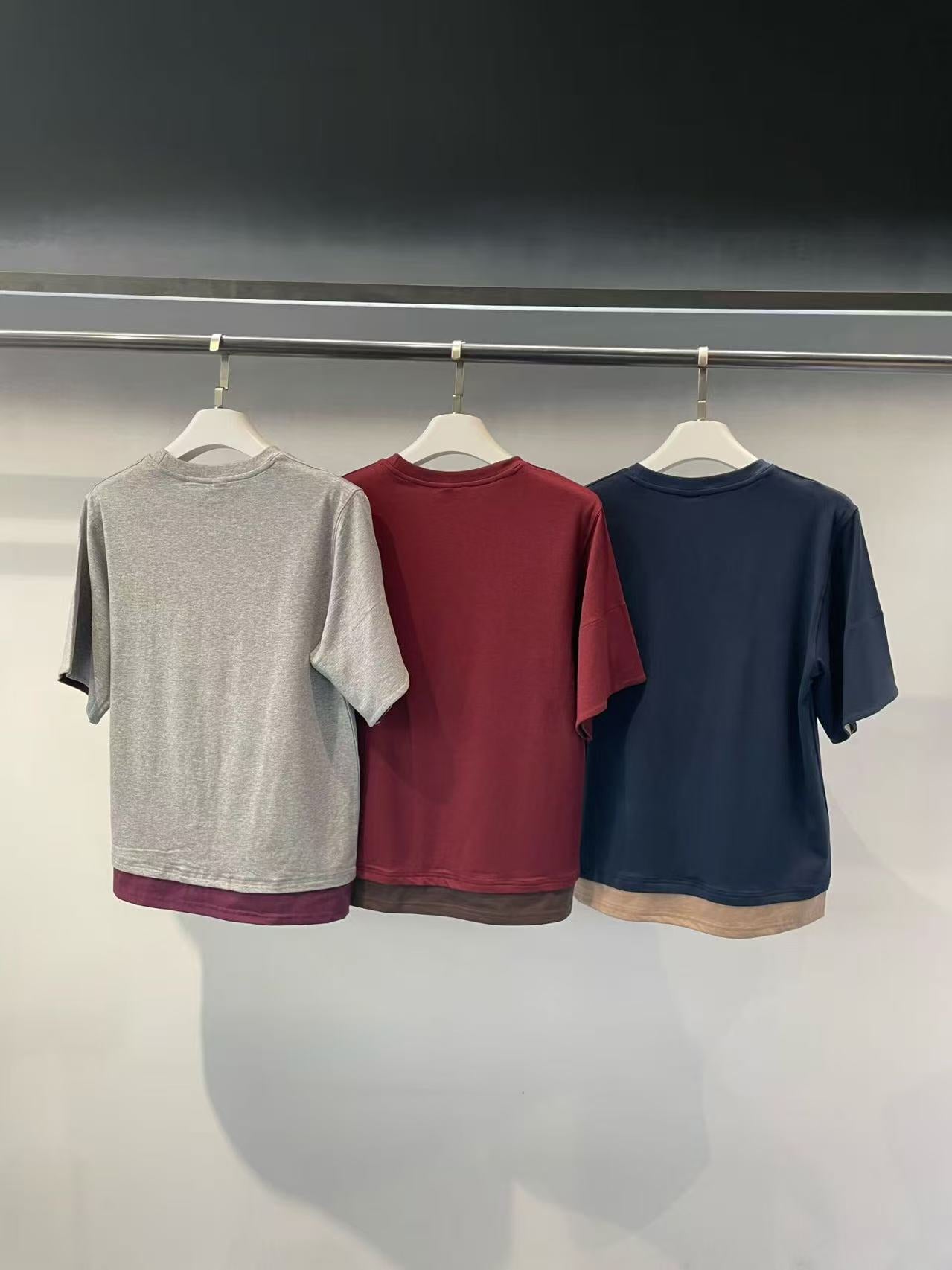 韓國直送Contrast Cuff Layered Tee