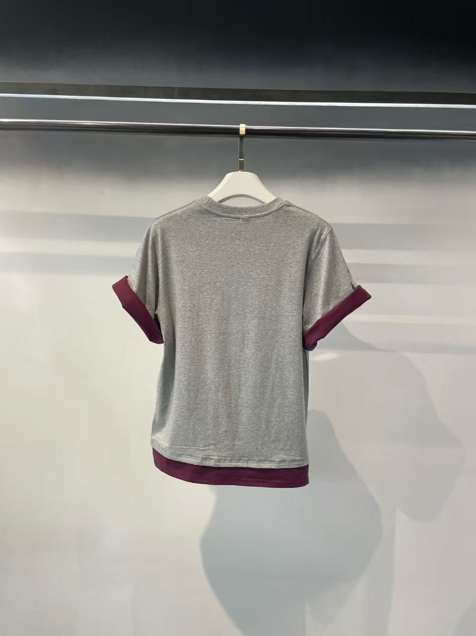 韓國直送Contrast Cuff Layered Tee
