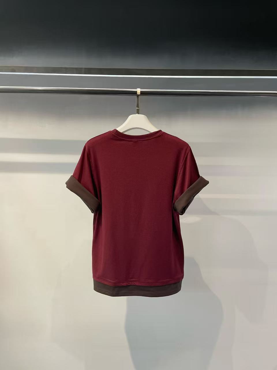 韓國直送Contrast Cuff Layered Tee