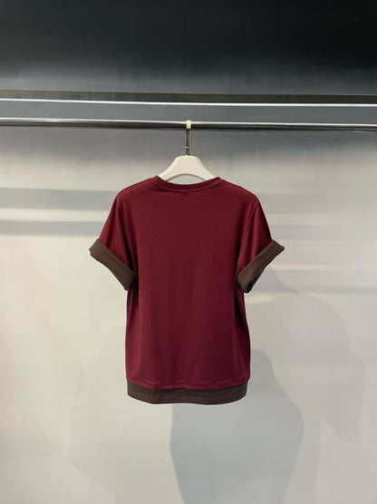 韓國直送Contrast Cuff Layered Tee
