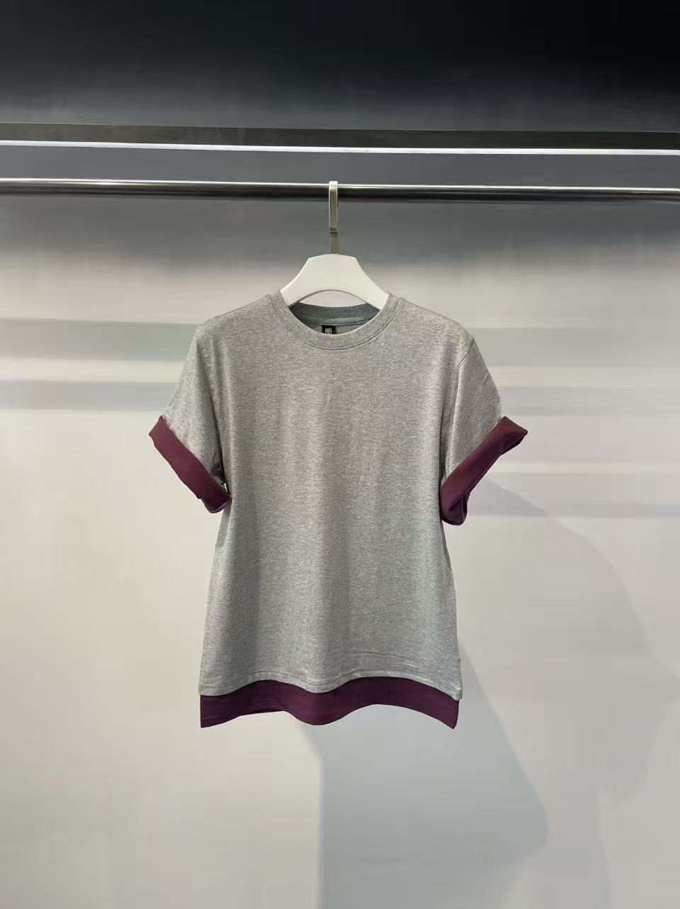韓國直送Contrast Cuff Layered Tee
