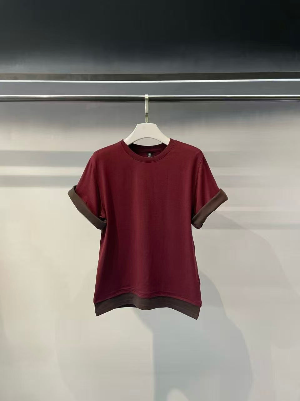 韓國直送Contrast Cuff Layered Tee