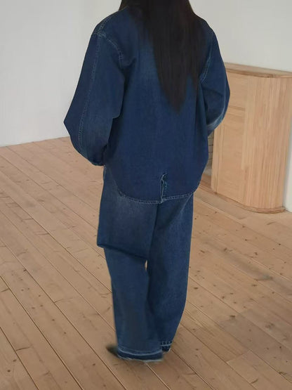 Korean Direct Shipping Shadow Pocket Denim Shirt