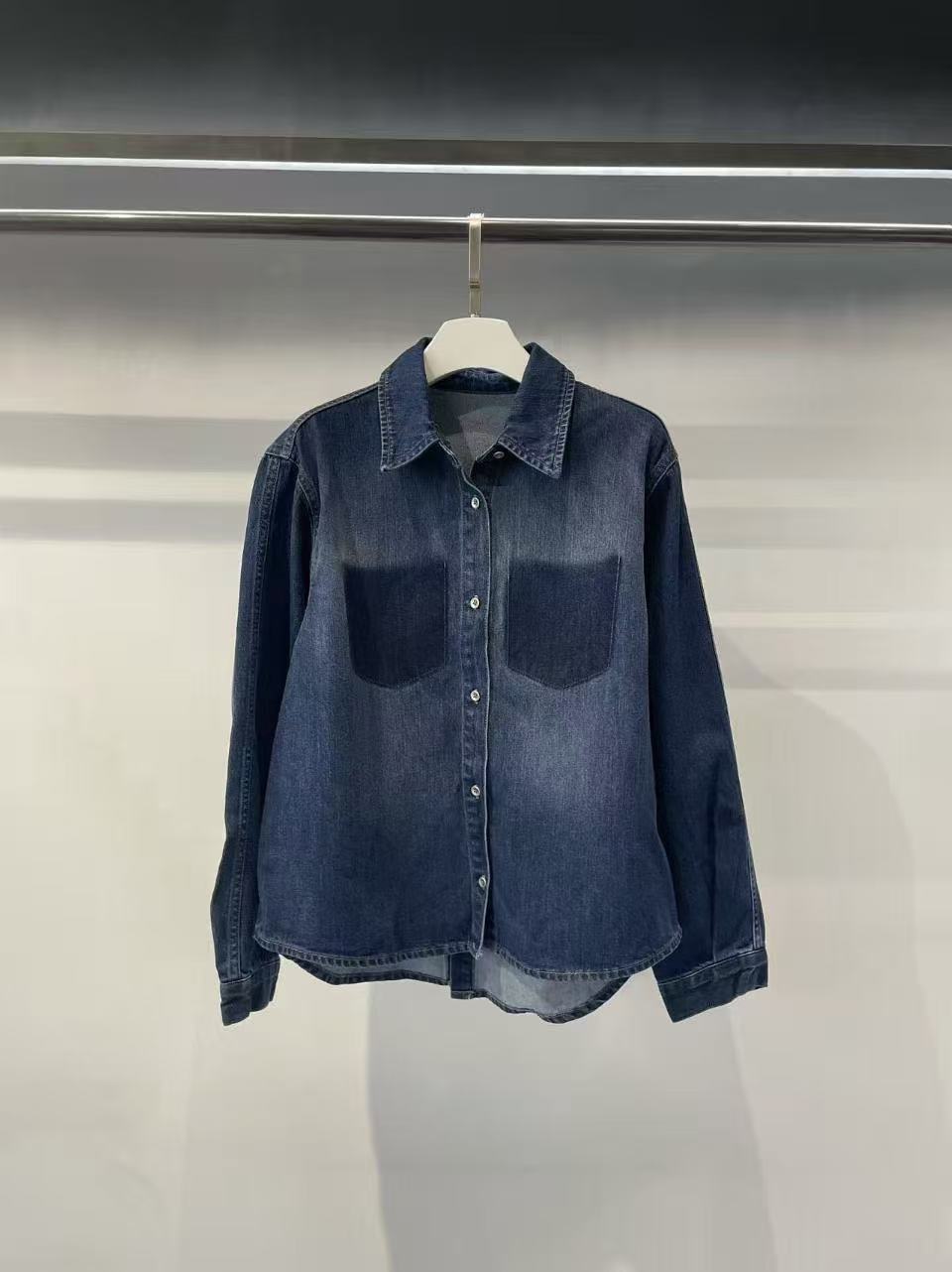 Korean Direct Shipping Shadow Pocket Denim Shirt