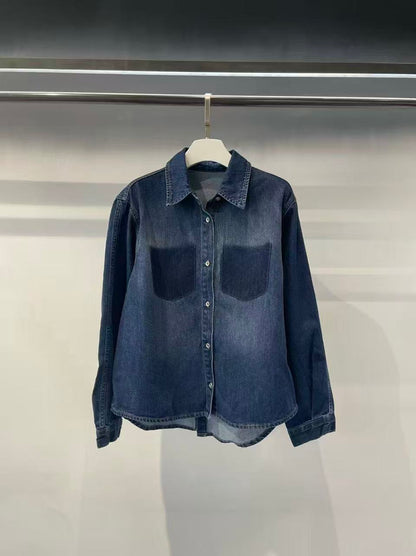Korean Direct Shipping Shadow Pocket Denim Shirt