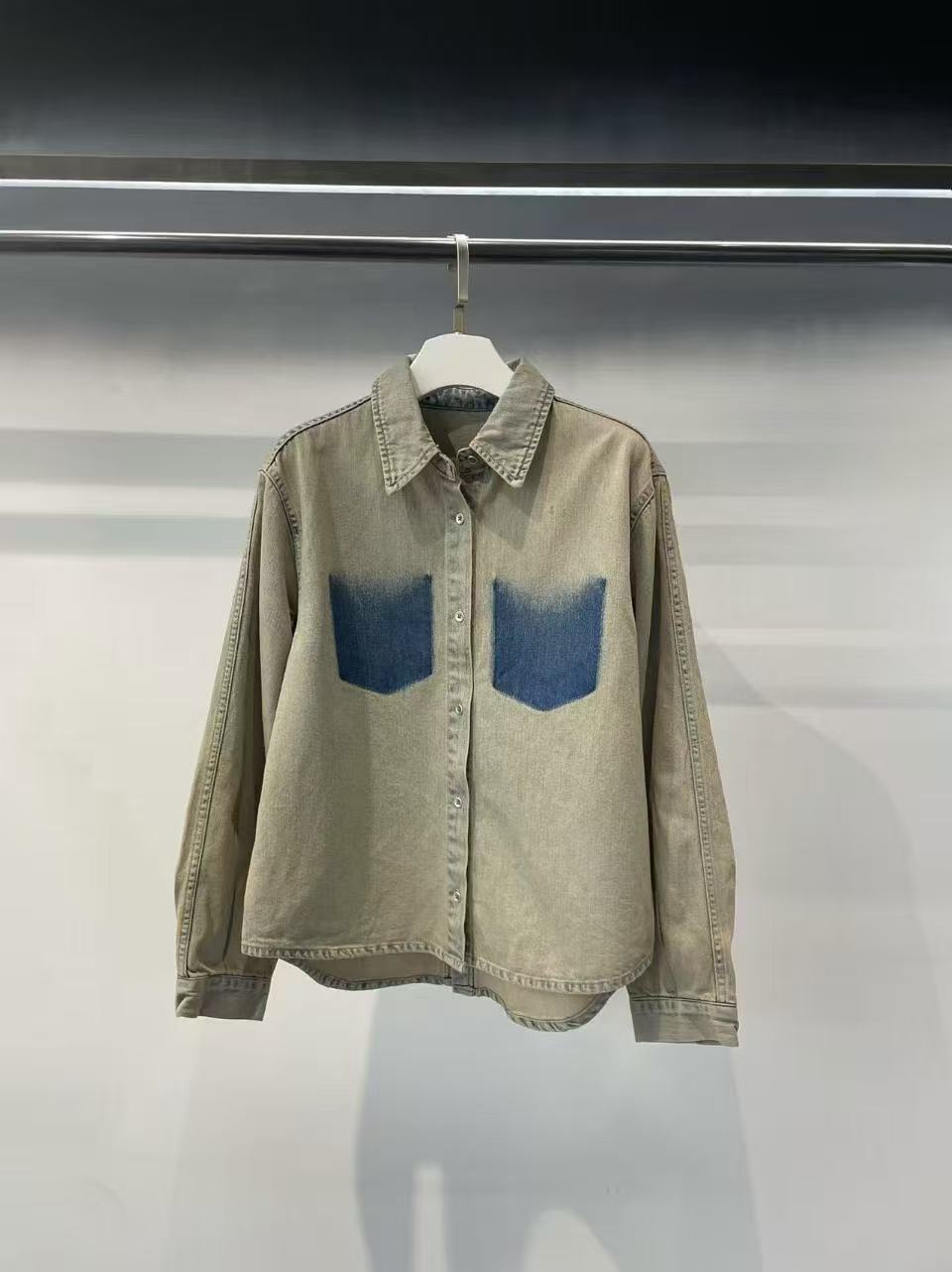 Korean Direct Shipping Shadow Pocket Denim Shirt