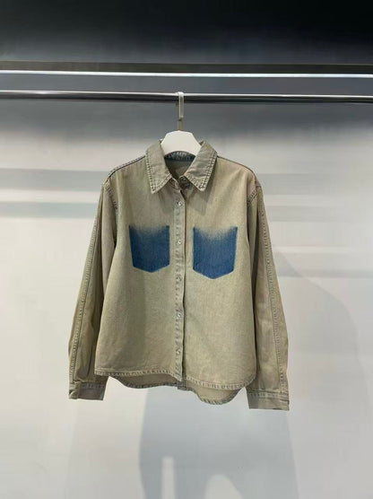 Korean Direct Shipping Shadow Pocket Denim Shirt