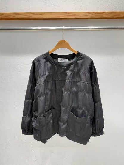 Korean-Direct Textured Crinkle Pocket Top