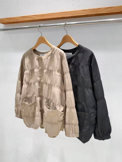 Korean-Direct Textured Crinkle Pocket Top