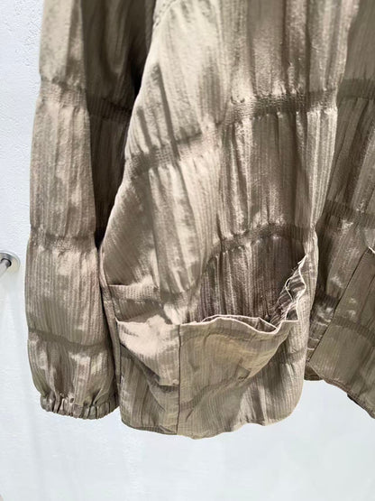 Korean-Direct Textured Crinkle Pocket Top