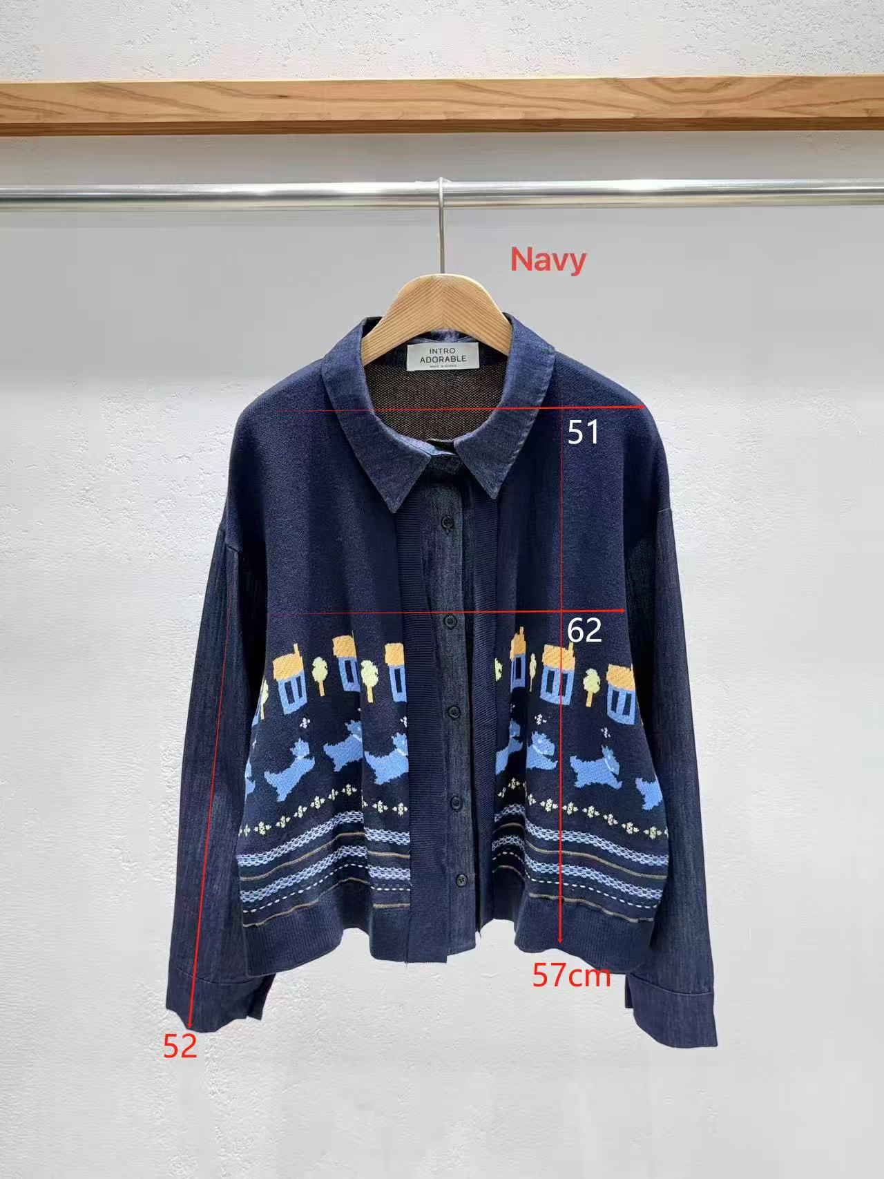 韓國直送Puppy Jacquard Denim Cardigan