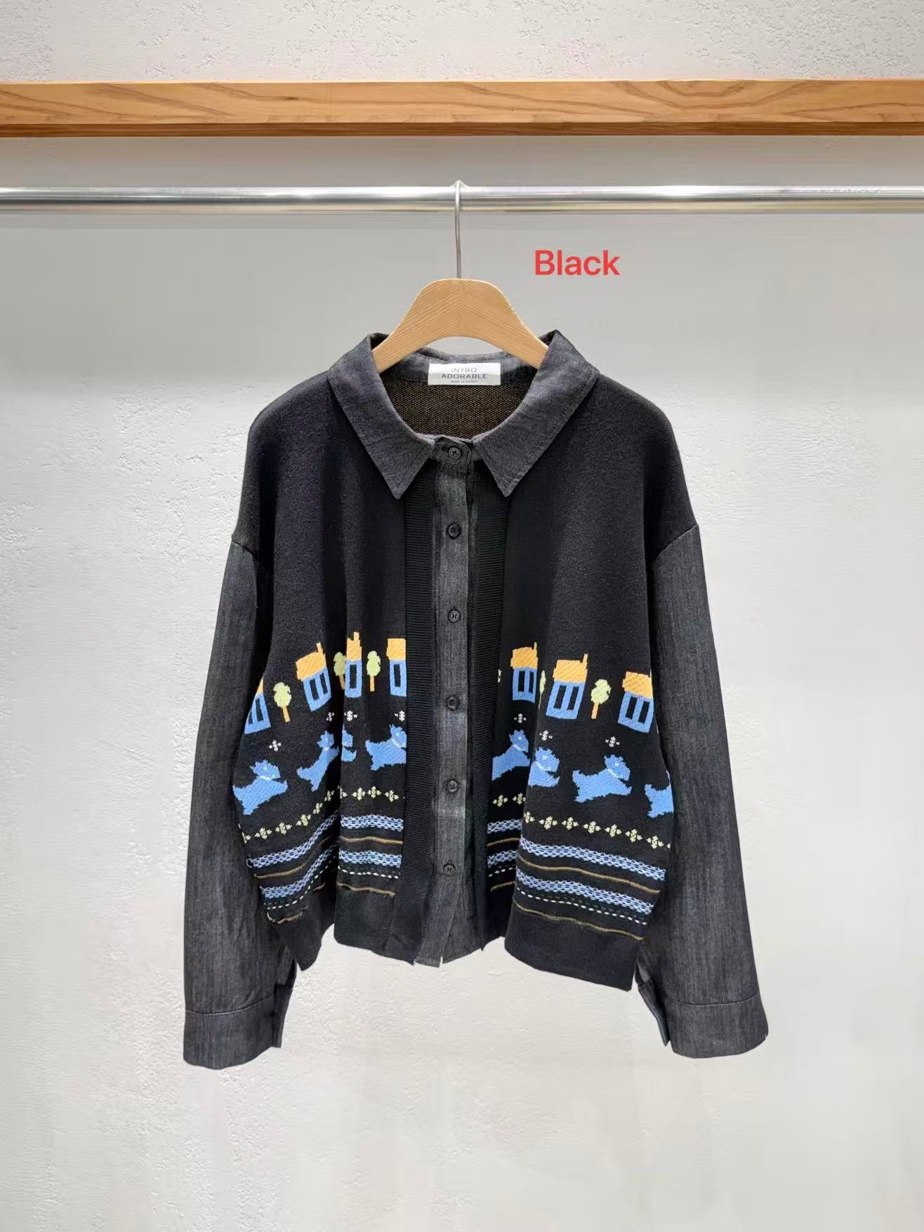 韓國直送Puppy Jacquard Denim Cardigan