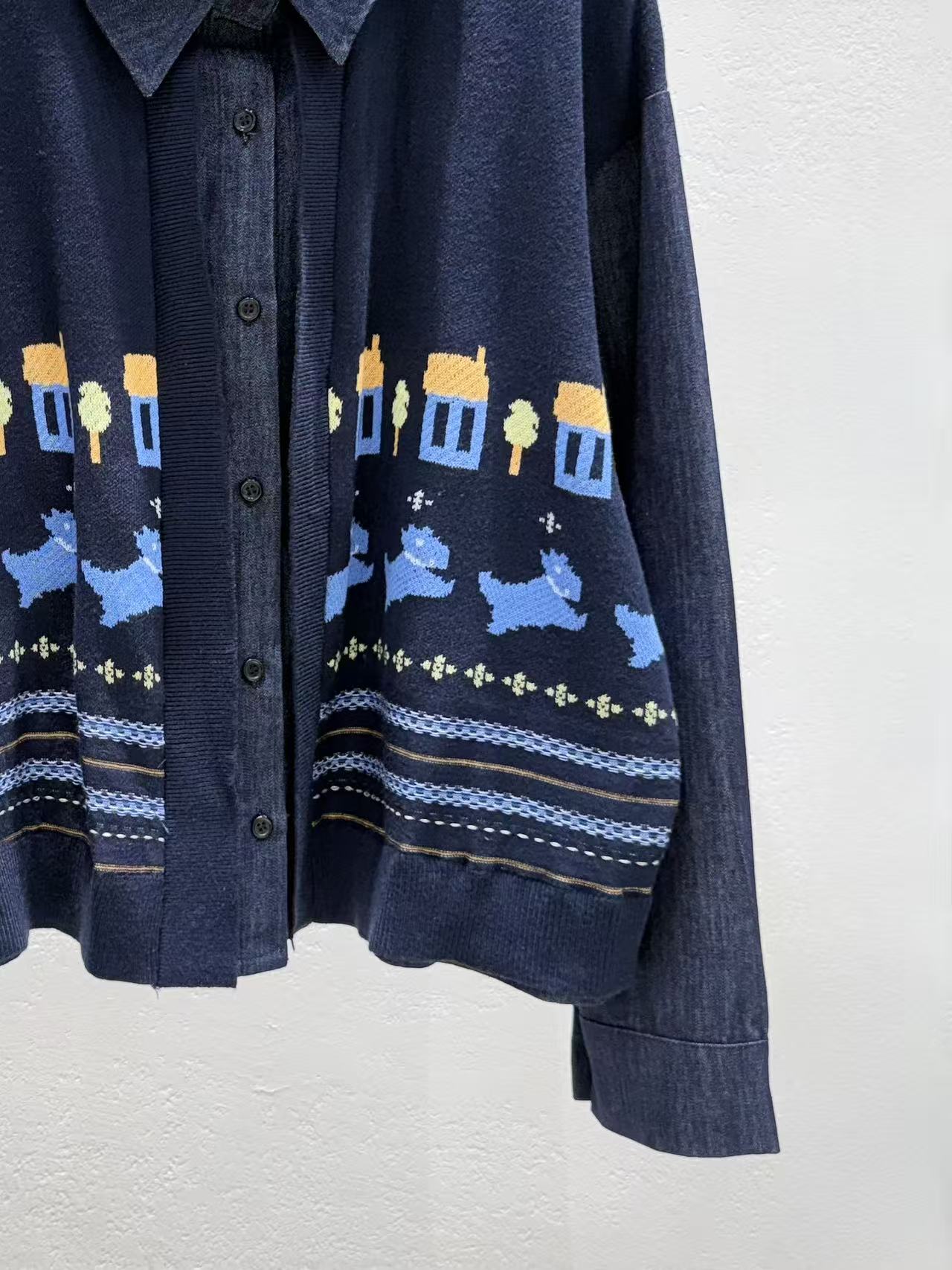 韓國直送Puppy Jacquard Denim Cardigan
