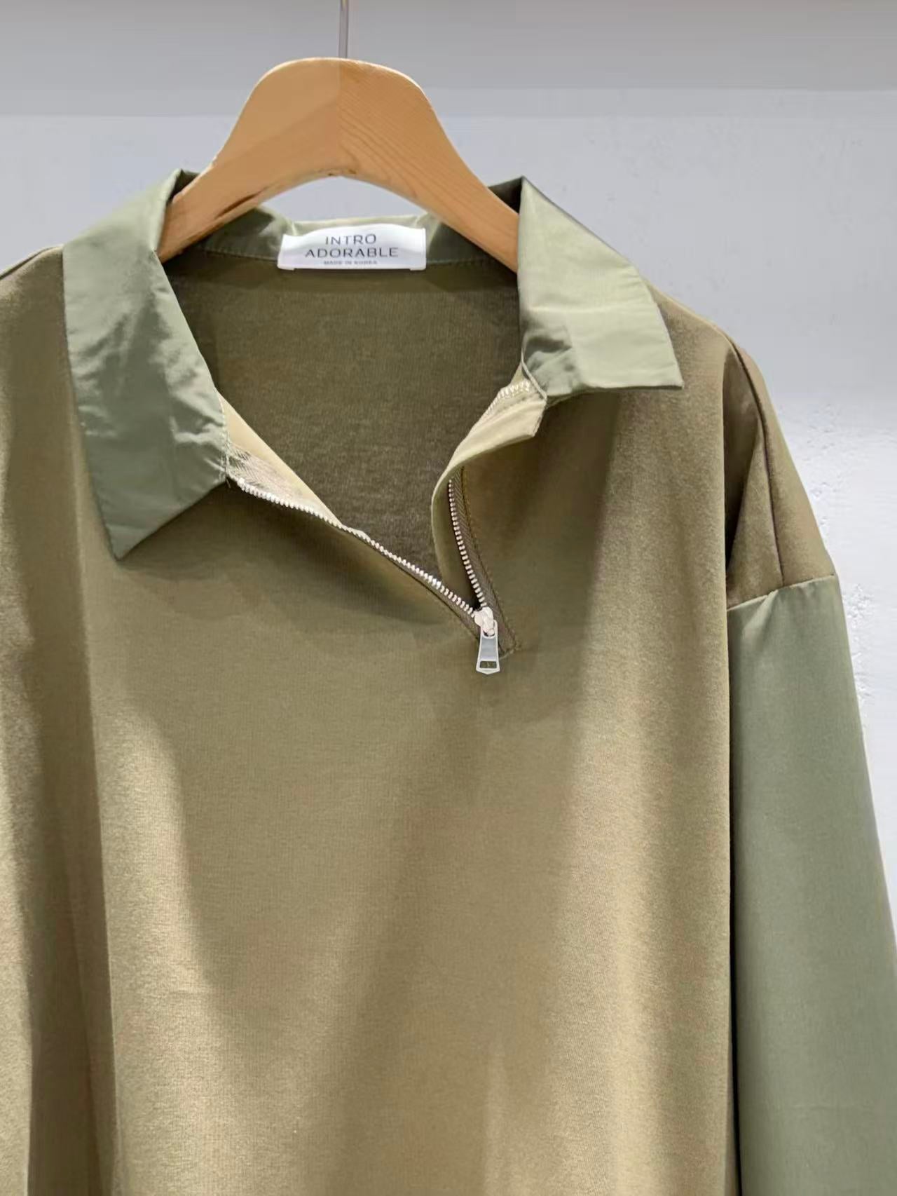 Direct from Korea: Asymmetric Zipper Mixed-Media Top