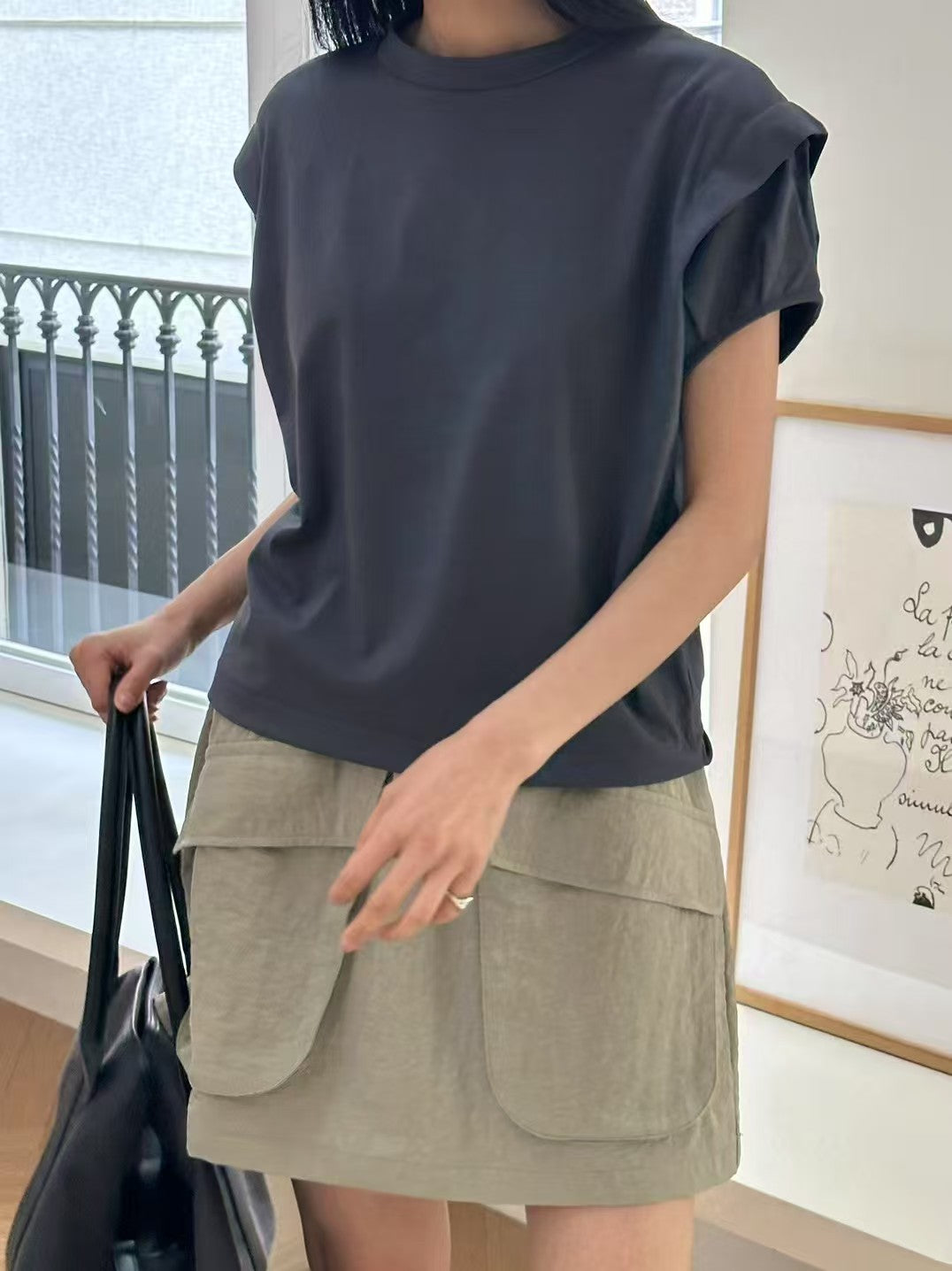 韓國直送 Layered Cap-Sleeve Tee
