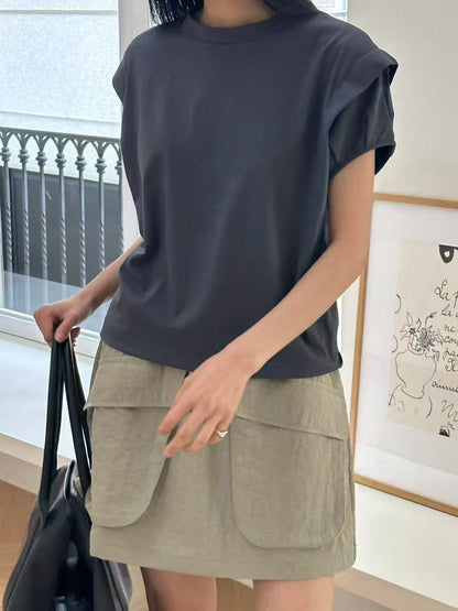 韓國直送 Layered Cap-Sleeve Tee
