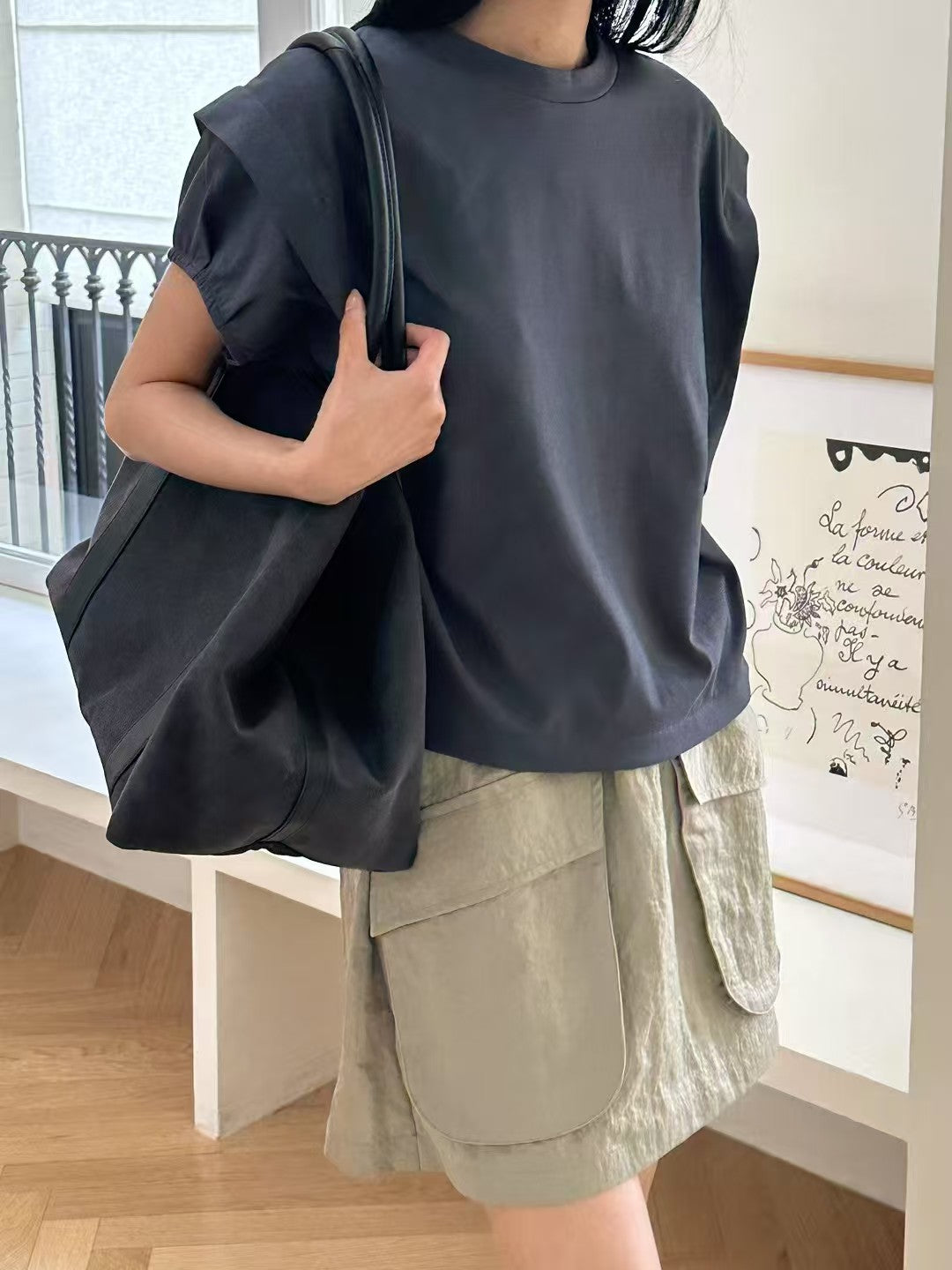 韓國直送 Layered Cap-Sleeve Tee