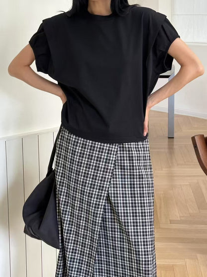 韓國直送 Layered Cap-Sleeve Tee