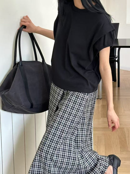 韓國直送 Layered Cap-Sleeve Tee