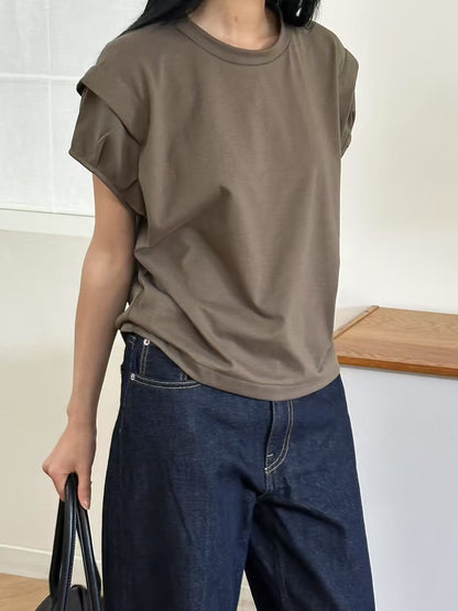 韓國直送 Layered Cap-Sleeve Tee
