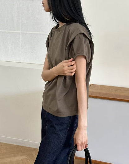 韓國直送 Layered Cap-Sleeve Tee