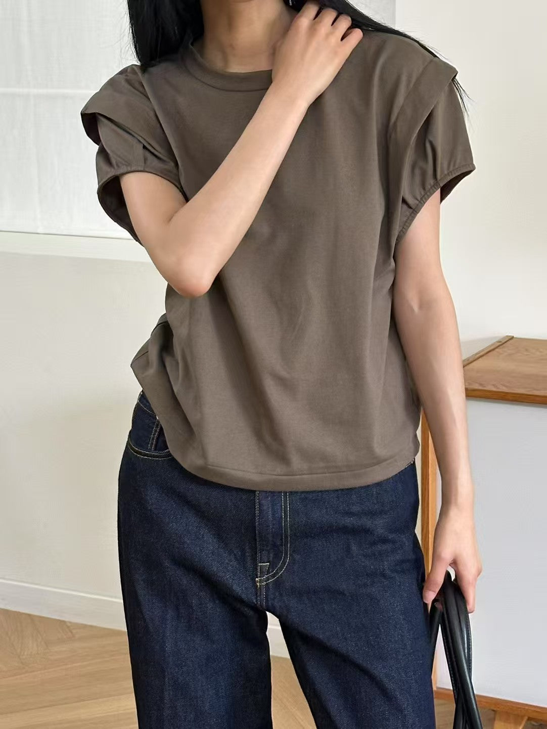 韓國直送 Layered Cap-Sleeve Tee