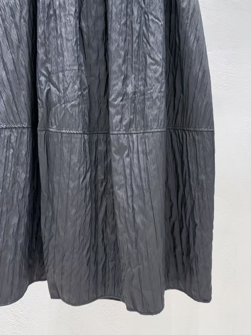 韓國直送 Glossy Crinkle Maxi Skirt
